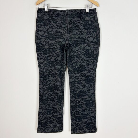 Y2K Grunge Bebe Damask Jacquard Floral Bootcut Pants Size 10 Whimsigoth Women's - Picture 1 of 4